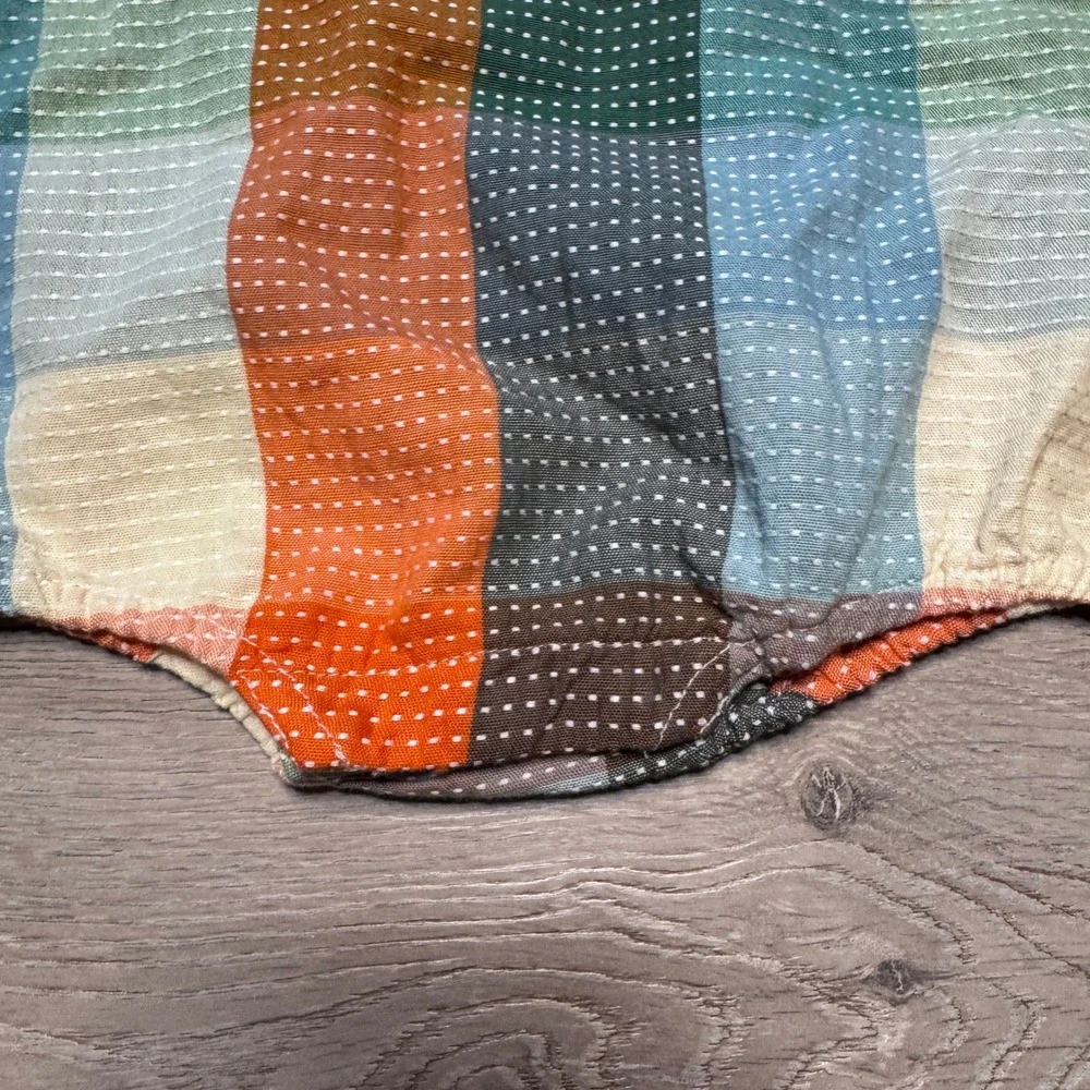 Old Navy Toddler Boys Orange Plaid Dobby Dot Bubble Romper 18-24M